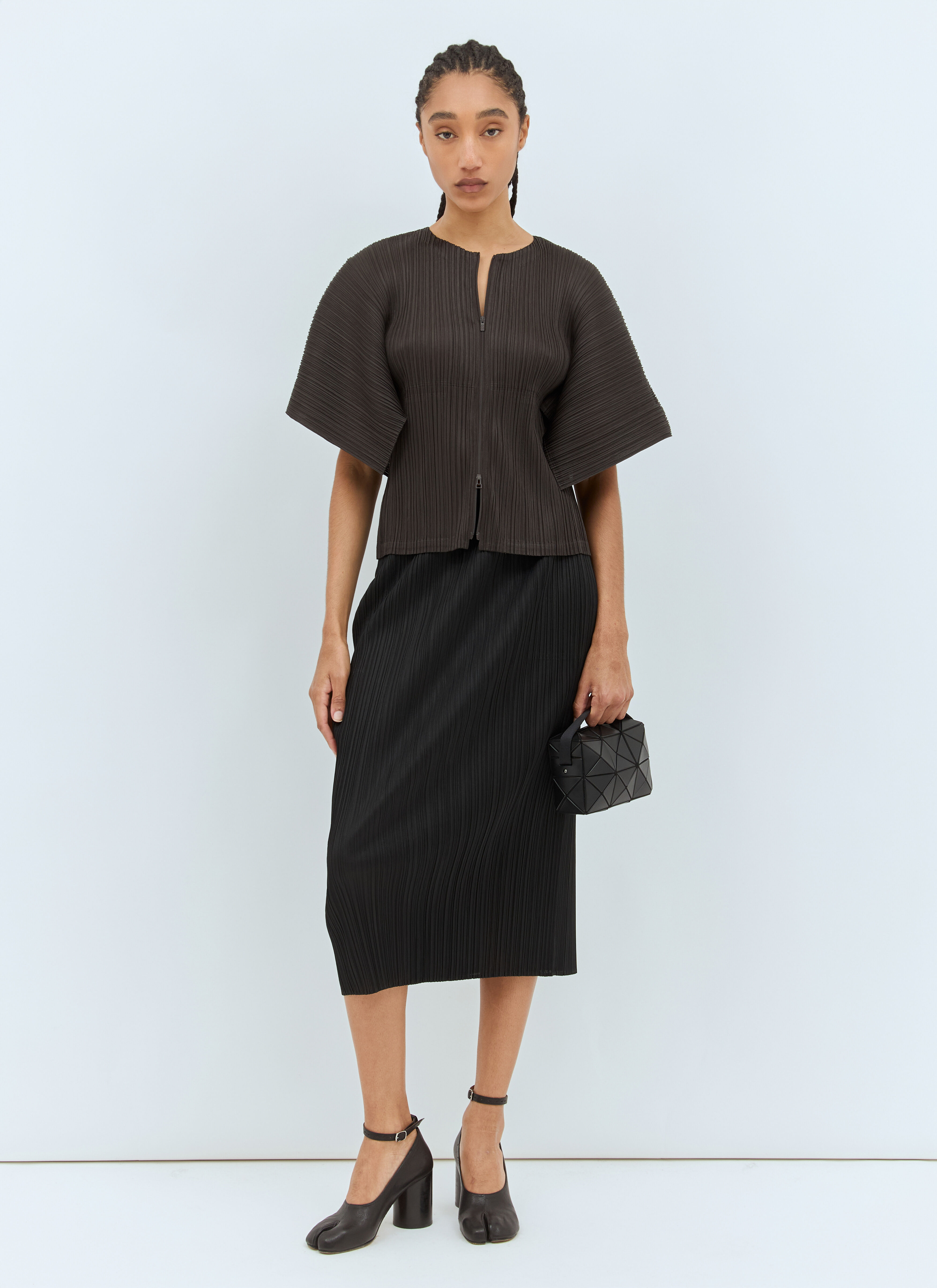 Pleats Please Issey Miyake Women's' Cap Sleeves Top in Brown | LN-CC®