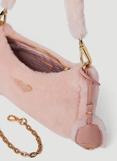 Prada Shearling Mini Shoulder Bag Pink pra0251021