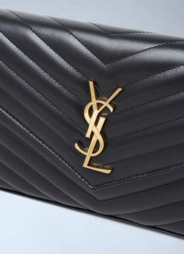Saint Laurent Cassandre Matelassé 链条皮革钱包 黑色 sla0253114