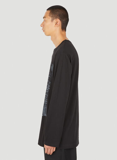 Yohji Yamamoto 그래픽 프린트 긴소매 티셔츠 블랙 yoy0150011