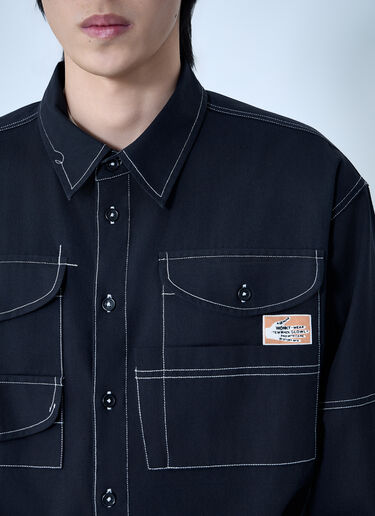 Story mfg. Contrast Stitch Utility Shirt Black mfg0163002