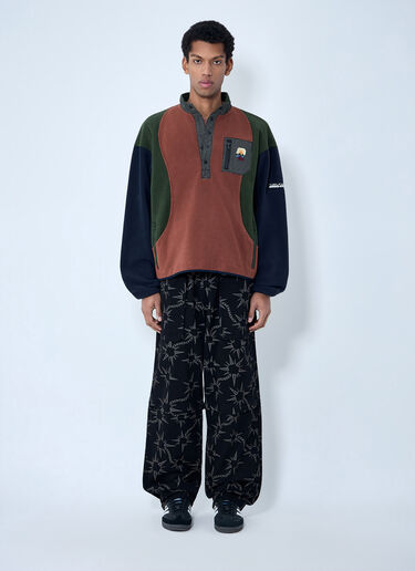 Brain Dead Fleece Pullover With Button Placket Navy bra0162012