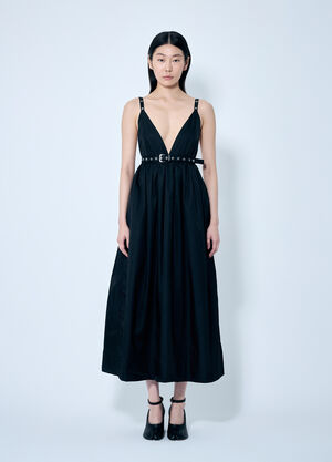 GANNI Duchesse Nylon Strap Dress Brown gan0259002
