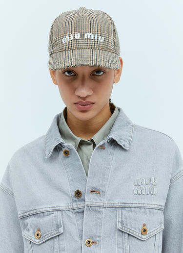 Prince Of Wales Baseball Cap Miu Miu Prince Of Wales Baseball Cap Brown miu0254045