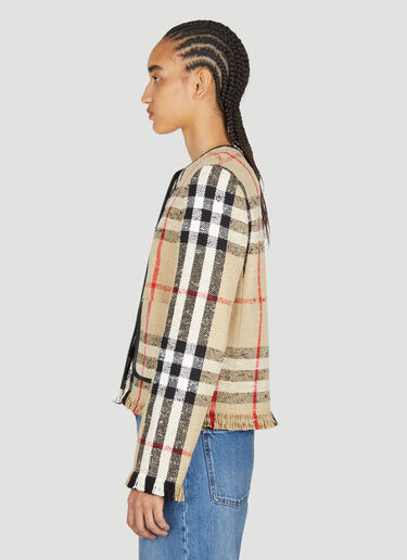 Burberry Check Bouclé Collarless Jacket Beige bur0253025