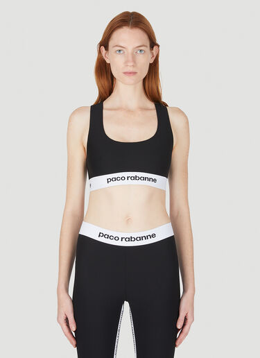 Rabanne Logo Tape Crop Top Black pac0248005