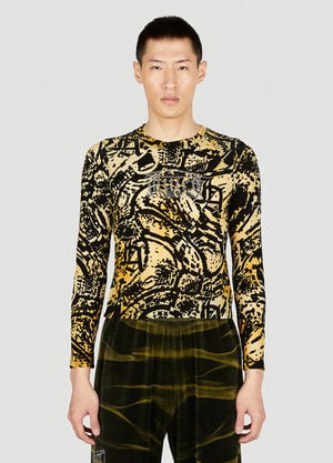 Aries x Juicy Couture Psysnake Mesh Long Sleeve Top Black ajy0352006
