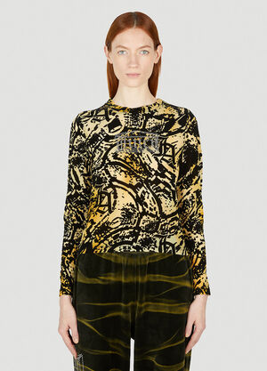 Aries x Juicy Couture Psysnake Mesh Long Sleeve Top Black ajy0352006