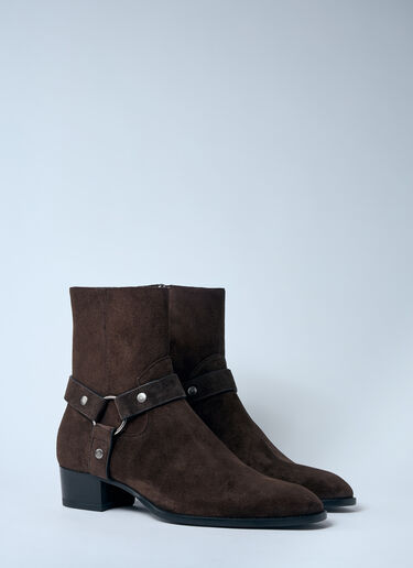 Saint Laurent Wyatt Harness Boots Brown sla0159036