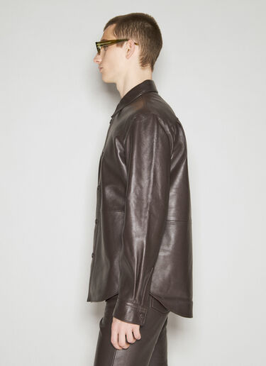 Honey Fucking Dijon x Acne Studios Leather Overshirt Brown hdj0154005