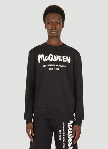 Alexander McQueen Graffiti 徽标印花针织衫 黑 amq0149017