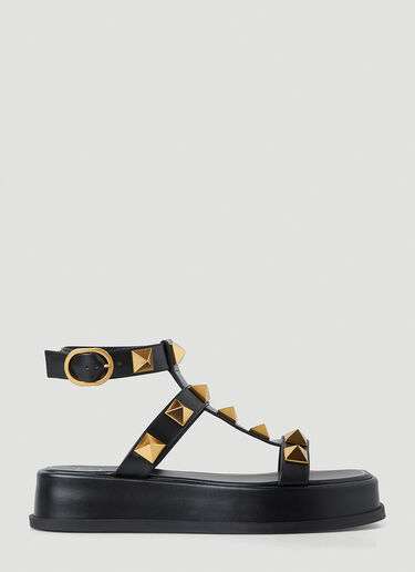 Valentino Garavani Roman Stud Platform Sandals Black val0247017