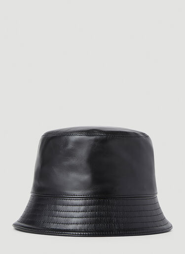 Leather Logo Plaque Bucket Hat Prada Leather Logo Plaque Bucket Hat Black pra0153037