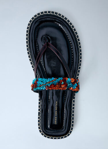 Dries Van Noten 装飾付きウィップステッチレザーサンダル ブルー dvn0263030