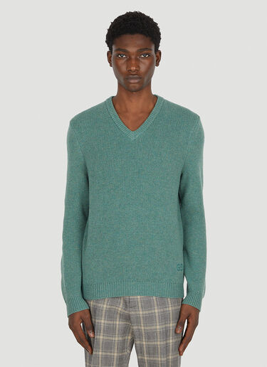 Gucci GG V-Neck Sweater Green guc0151054
