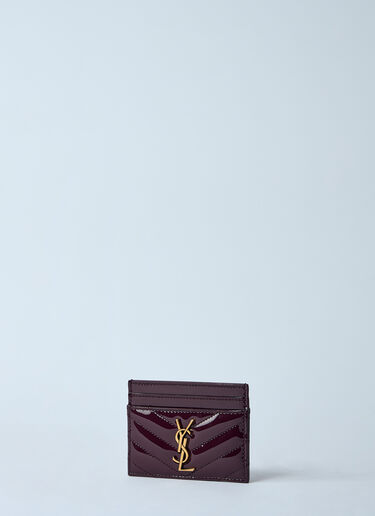 Saint Laurent Logo Plaque Leather Cardholder Red sla0258031