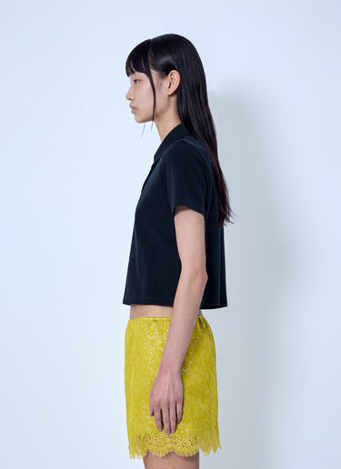 LN-CC® - Saint Laurent: Cassandre Cropped Polo Shirt - Black Saint Laurent Cassandre Cropped Polo Shirt Black sla0265002