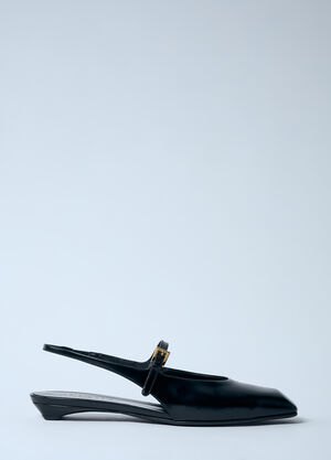 Prada Leather Slingback Ballerina Pumps Black pra0259003