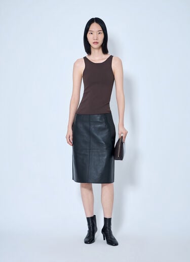 LN-CC® - Toteme: Paneled Leather Skirt - Black Toteme Paneled Leather Skirt Black tot0265065