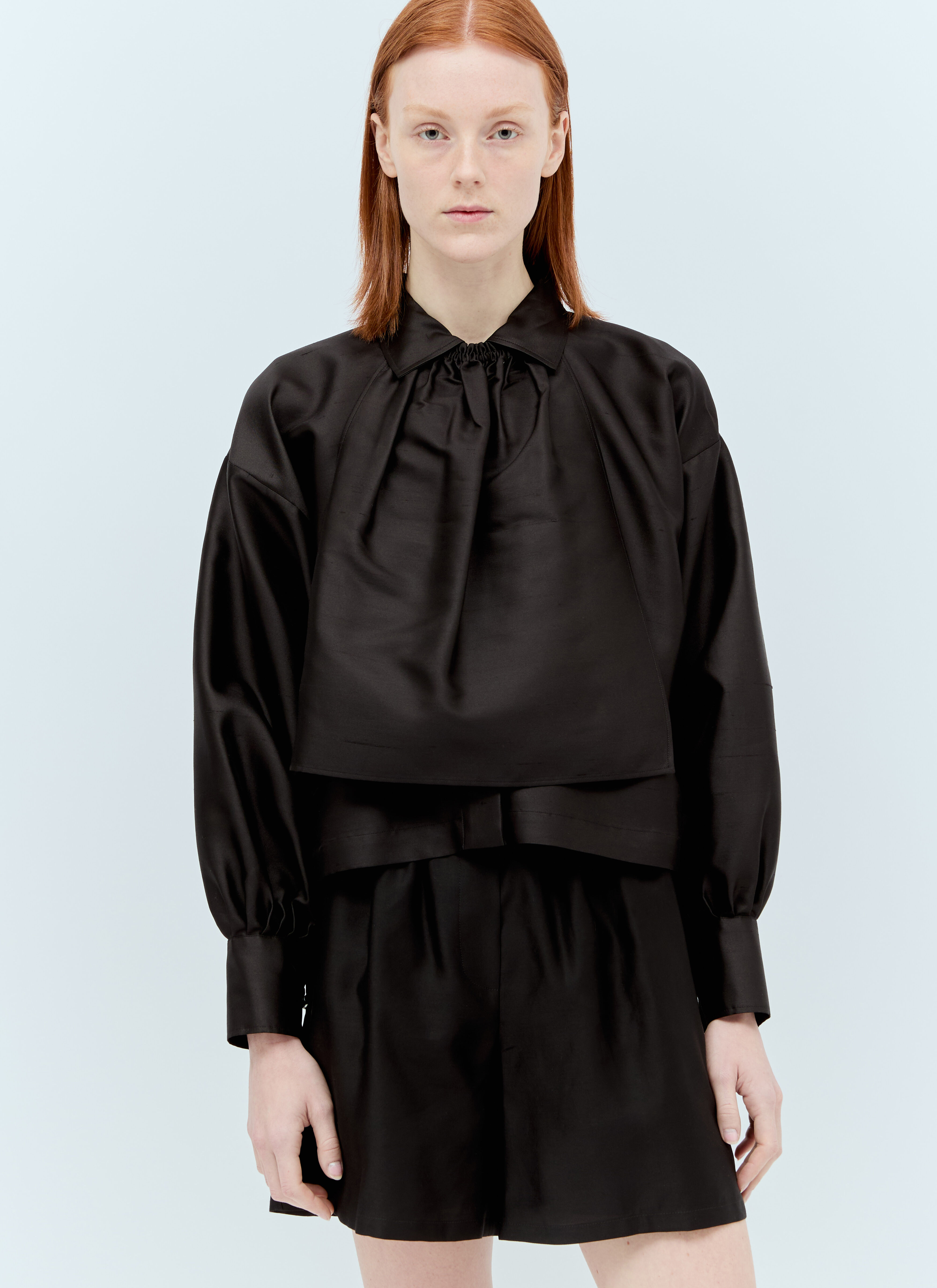 Acne Studios Shantung Silk And Cotton Shirt Black acn0255009