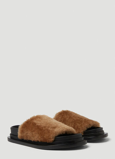 Jil Sander 시어링 샌들 브라운 jil0249021