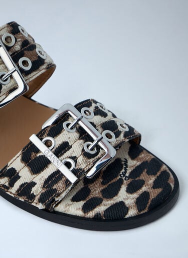 GANNI Buckle Two Strap Sandals Brown gan0263057