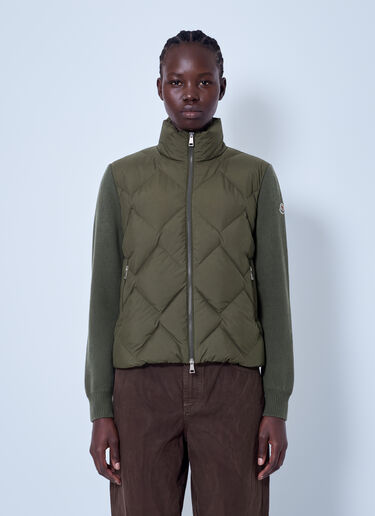 LN-CC® - Moncler: Wool & Cashmere Padded Zip-Up Cardigan - Dark Green Moncler Wool & Cashmere Padded Zip-Up Cardigan Dark Green mon0266042