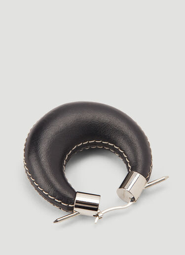Burberry Stitched Leather Hoop Earrings Black bur0244028