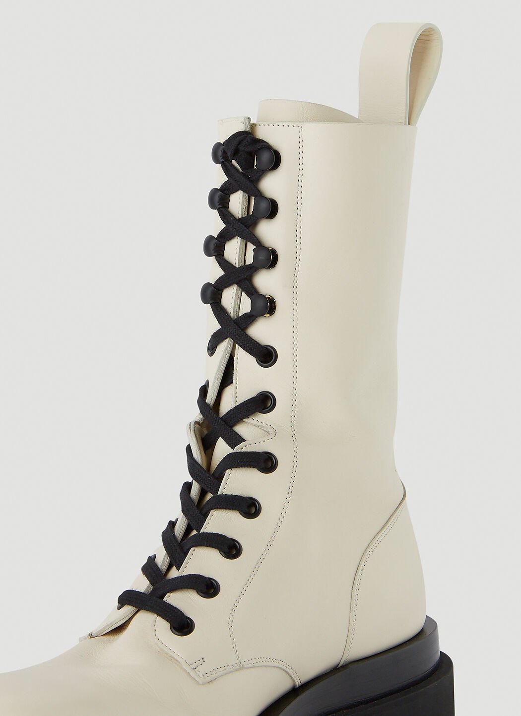 Bottega Veneta Lug Lace Up Boots in Cream LN CC