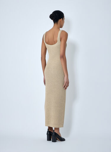 Khaite Lex Ribbed-Knit Maxi Dress Beige kha0264006