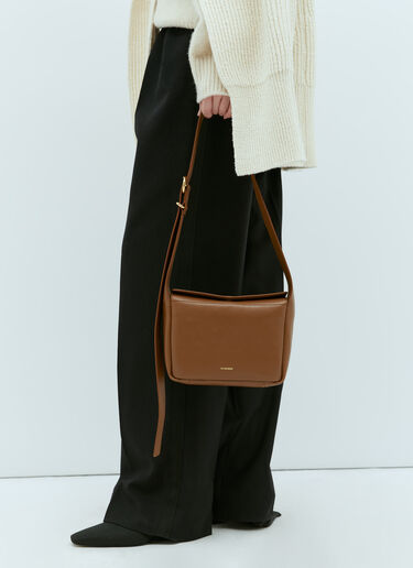 Jil Sander 미니 플랩 크로스바디 백 브라운 jil0255028
