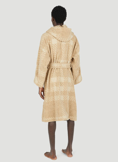 Burberry Check Cotton Jacquard Hooded Robe Beige bur0352001