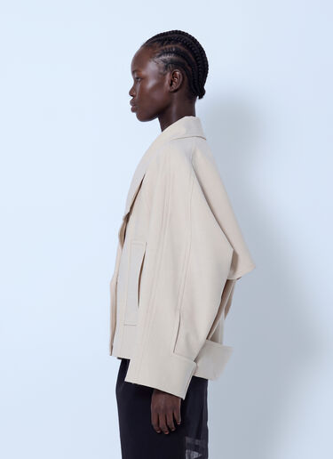 LN-CC® - Sportmax: Oversized Notched Collar Jacket - Beige Sportmax Oversized Notched Collar Jacket Beige spx0266214