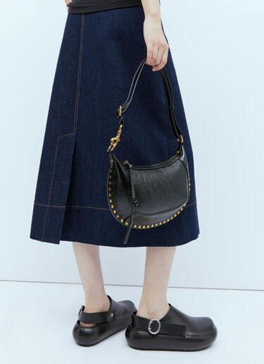Isabel Marant Oskan Moon Leather Shoulder Bag Black ibm0253038