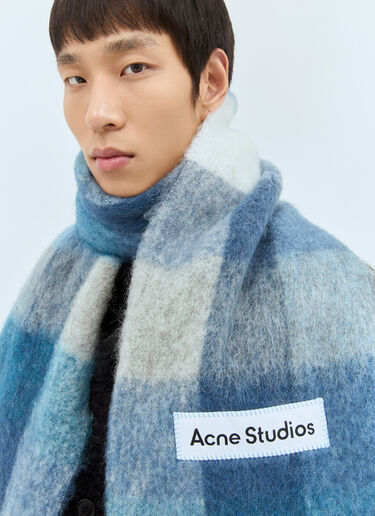 Acne Studios Mohair Checked Scarf Blue acn0157042