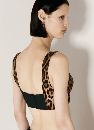 Dolce & Gabbana Leopard Print Bustier Top Brown dol0255011