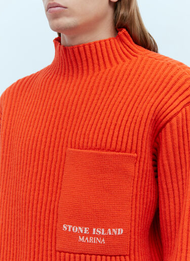 Stone Island Patch Pocket Wool Sweater Orange sto0154015