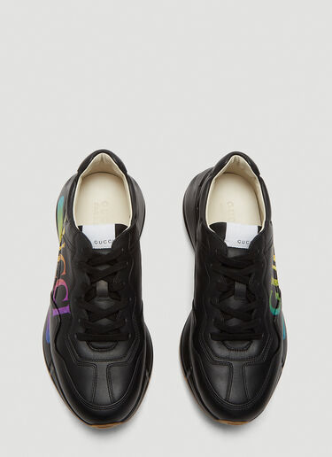 Gucci Rhyton Iridescent Logo Leather Sneakers Black guc0135049