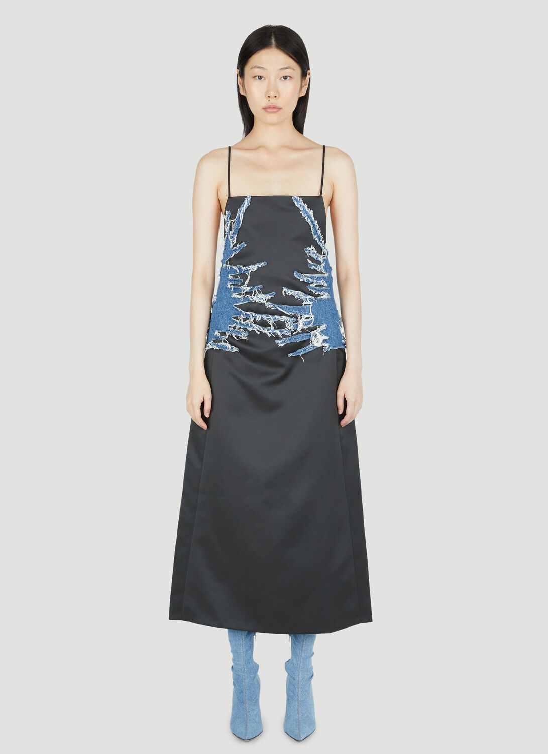 Shop Y/project Satin Whisker Dress In Black