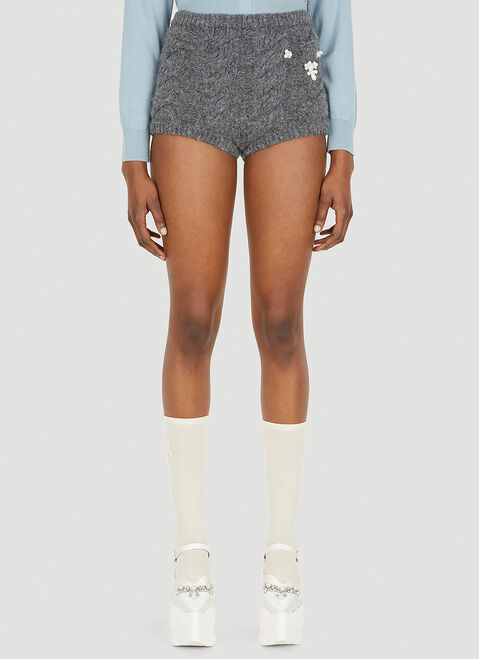 Simone Rocha Beaded Knit Shorts Cream sra0250023
