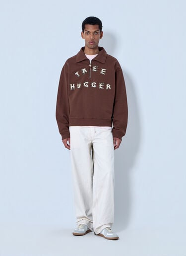 Story MFG Half-Zip Collared Sweatshirt Brown str0164007