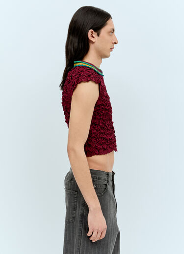 Brain Dead Crochet Collar Kass Shirt Burgundy bra0156014