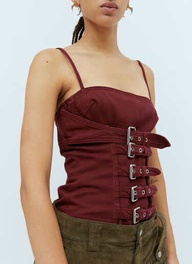 Blumarine Women's Buckle-Strap Corset Top in Burgundy