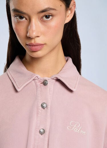 Palm Angels Palm Sway Cropped Long Sleeve Polo Purple pma0266209