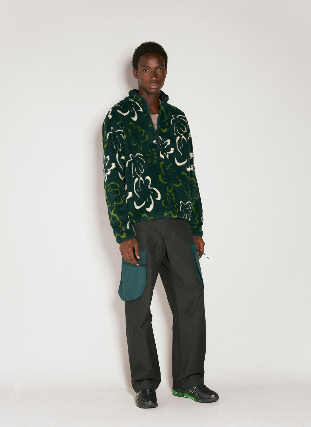 Shop District Vision Half-zip Pile Fleece Sweater In Green