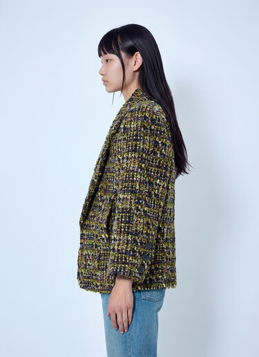 Saint Laurent Single-Breasted Jacket in Tweed Green sla0265017