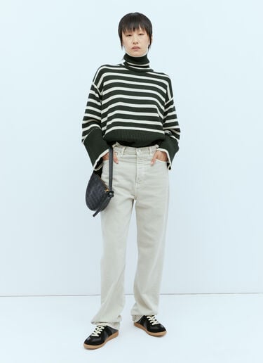 TOTEME シグネチャーストライプロールネックセーター グリーン tot0254021