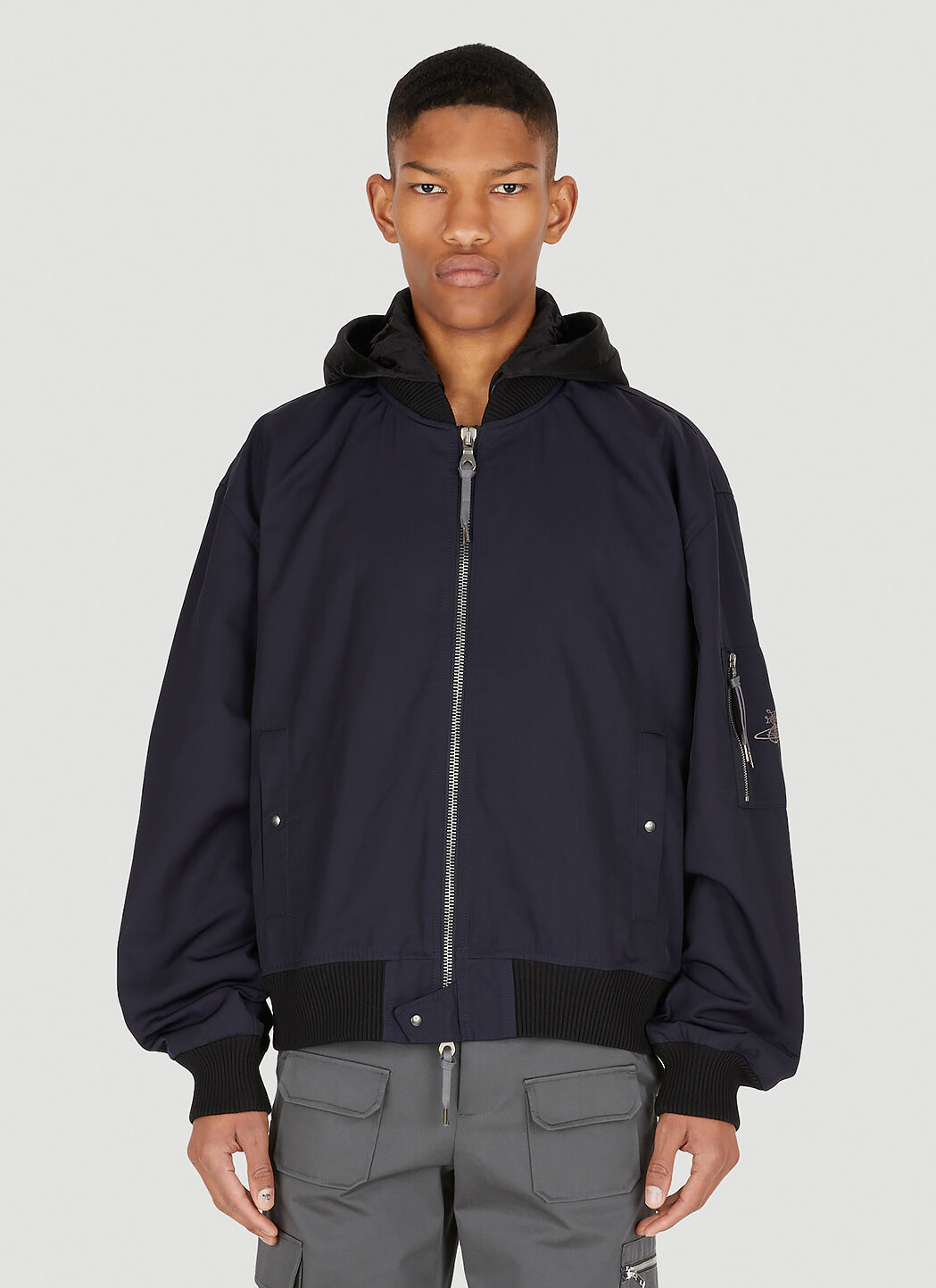Vivienne Westwood Hooded Bomber Jacket in Blue LN CC