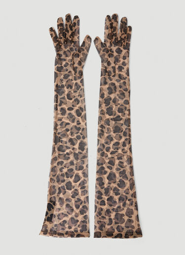 Gucci Leopard Print Gloves Brown guc0252034