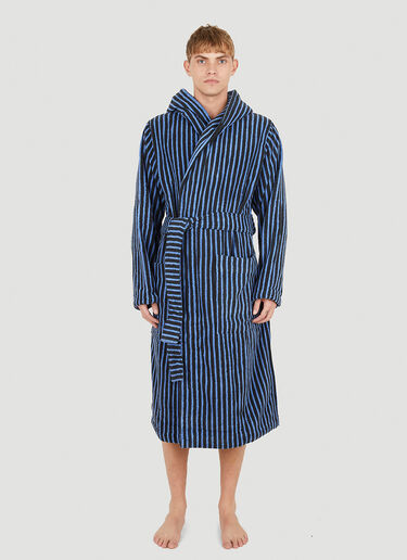 Tekla Striped Hooded Bathrobe Blue tek0351011